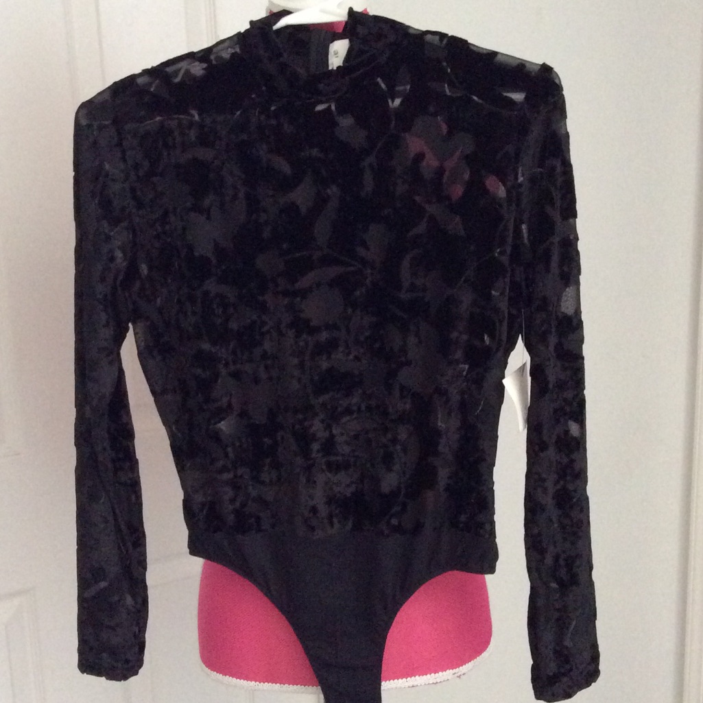 Black Burnt Out Kay Celine Velvet Bodysuit